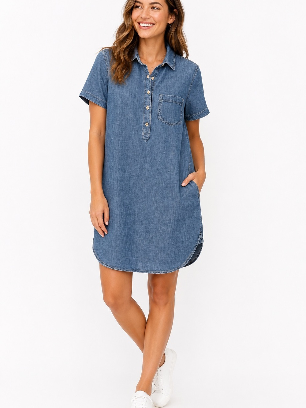 Gap Denim Chambray Shirt Dress Womens Small Blue 100% Cotton Casual